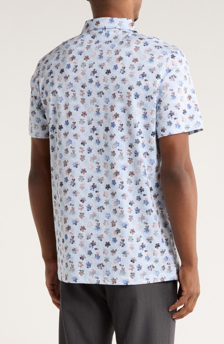 Bugatchi Floral Print OoohCotton<sup>®</sup> Knit Polo, Alternate, color, Cloud Blue