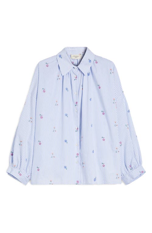 Weekend Max Mara Gilly Stripe Embroidered Button-up Shirt In Light Blue