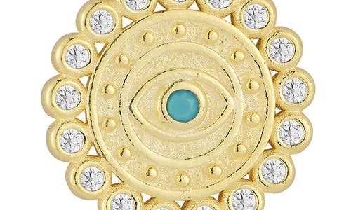 Sphera Milano 14k Gold Plated Sterling Silver Cz Evil Eye Pendant Necklace In Gold