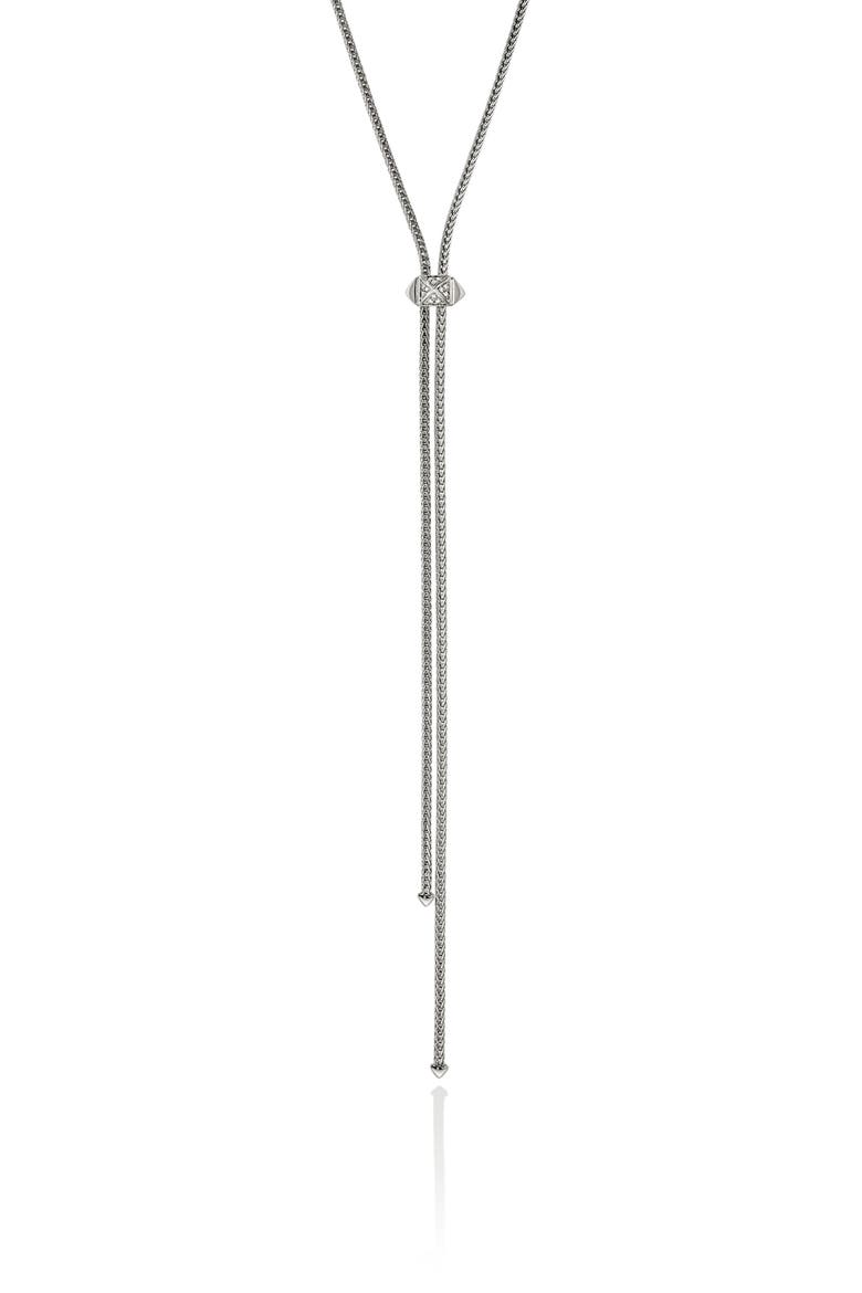 Icon Stud Lariat Necklace, Sterling Silver, Diamonds, Main, color, SILVER