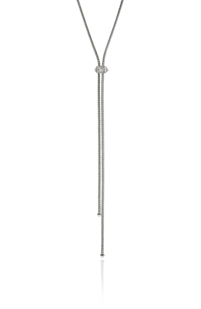 John Hardy Icon Stud Lariat Necklace, Sterling Silver, Diamonds, Main, color, Silver