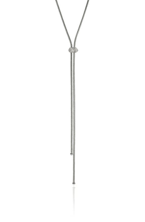 Icon Stud Lariat Necklace, Sterling Silver, Diamonds