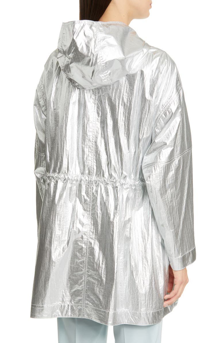 Stella McCartney Noelia Logo Tape Metallic Hooded Parka, Alternate, color, 