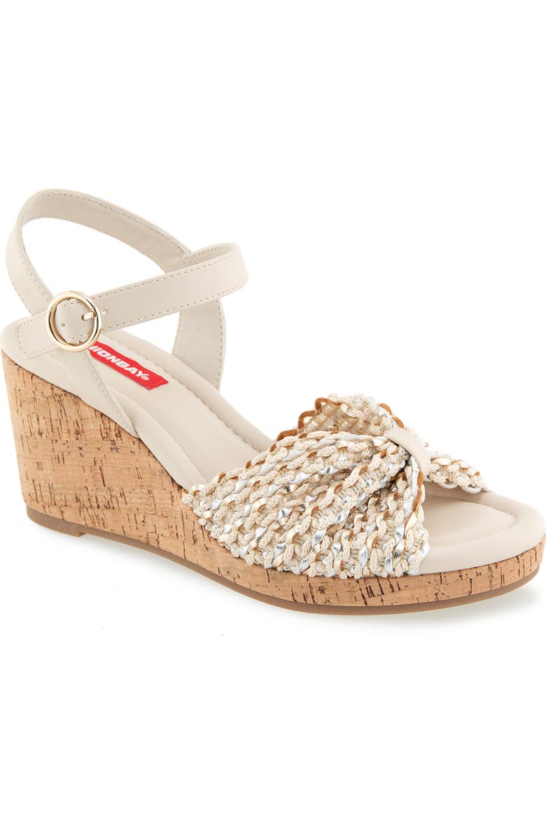 UNIONBAY Aluna Wedge Sandal, Main, color, Natural Crochet
