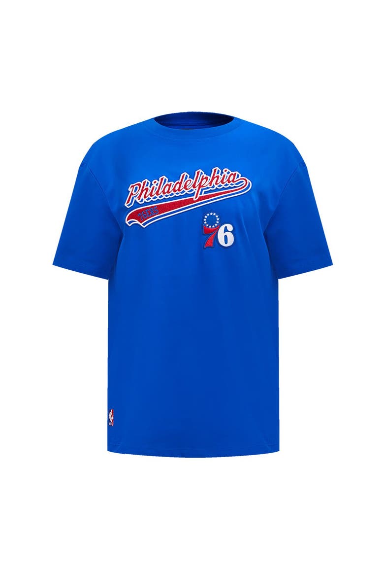 Women's Pro Standard Royal Philadelphia 76ers Script Boyfriend T-Shirt, Alternate, color, Royal