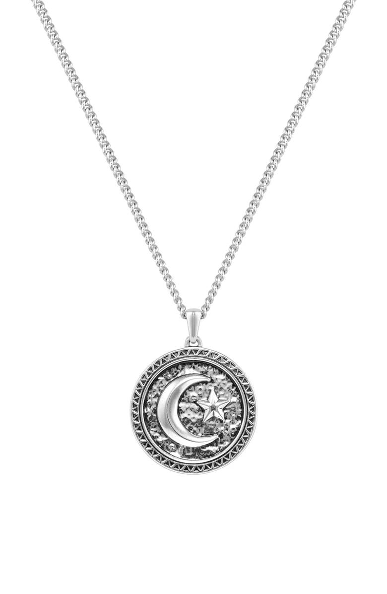Vincero Men's Crescent Moon Pendant Necklace, Main, color, Silver