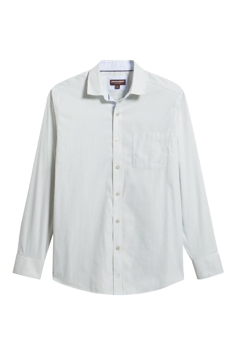 Ovation Stripe Non-Iron Stretch Cotton Button-Up Shirt, Alternate, color, GREEN STRIPED OXFORD
