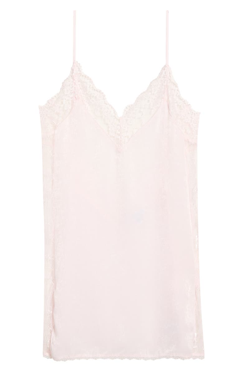 In Bloom by Jonquil Maxine Lace Trim Satin Chemise, Main, color, Rose