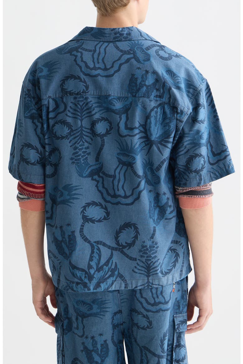 Floral Cotton Chambray Camp Shirt, Alternate, color, DESERT FLORAL INDIGO