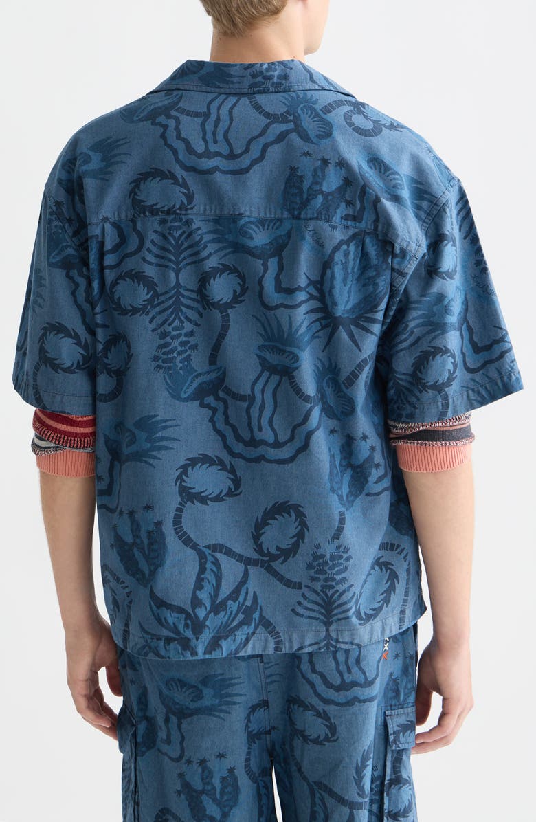 Scotch & Soda Floral Cotton Chambray Camp Shirt, Alternate, color, Desert Floral Indigo