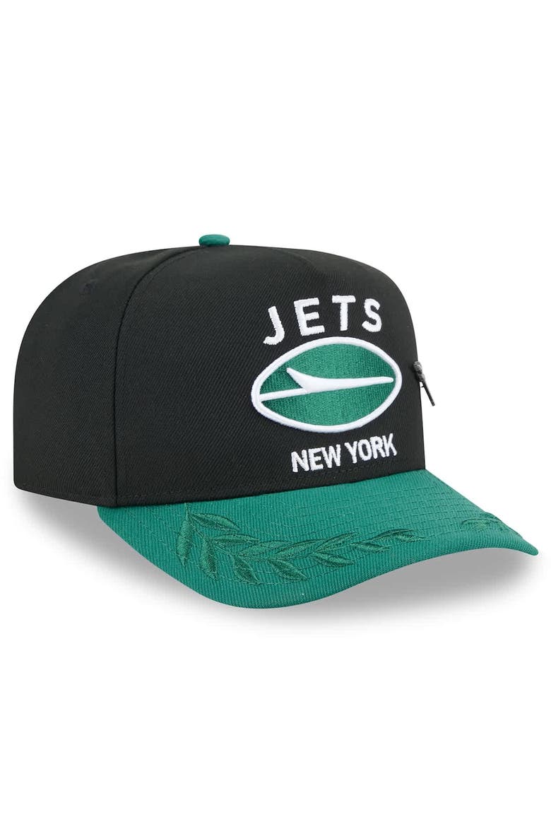 Men's New Era Black/Green New York Jets 2025 NFL Draft On Stage A-Frame 59FIFTY Fitted Hat, Alternate, color, Black