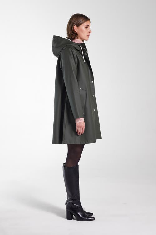 Stutterheim Mosebacke Hooded Long Sleeve Raincoat In Pink