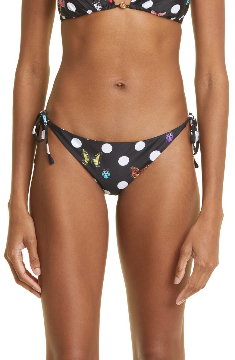 Versace x Dua Lipa Butterfly Print Triangle Bikini Bottoms, Main, color,