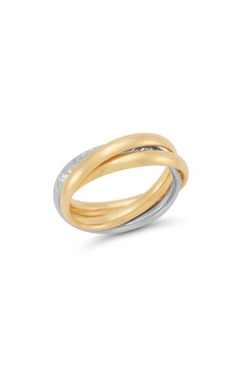 Frankie & Zoe Tube Crossover Band Ring In Gold