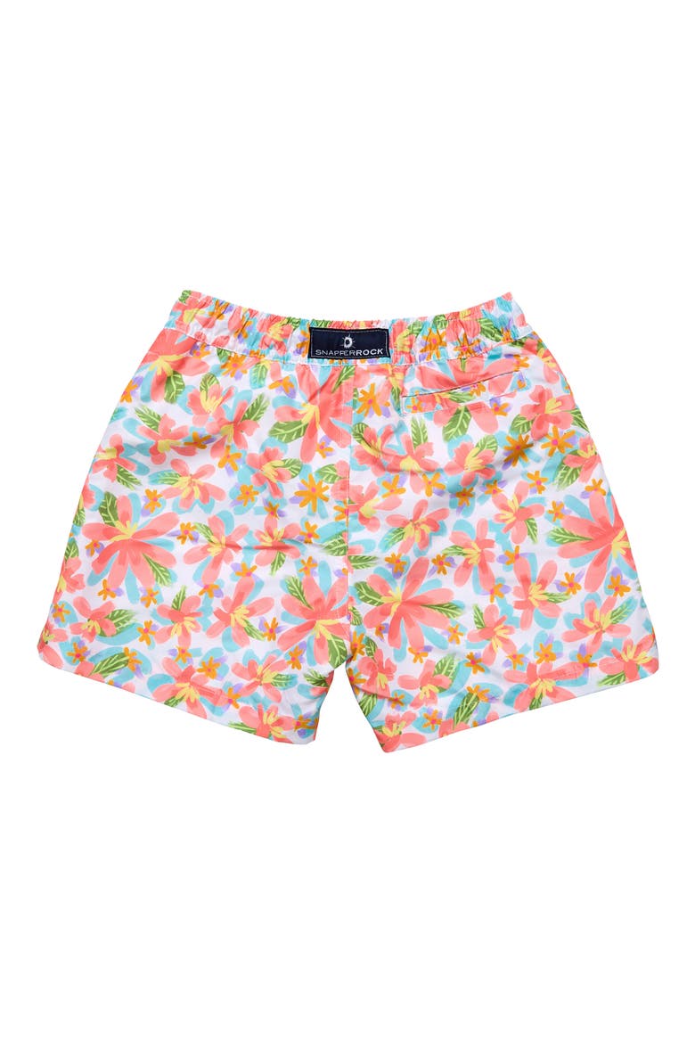 Kids' Luau Swim Trunks, Alternate, color, CORAL MULTI