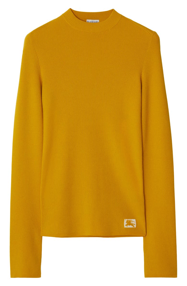 Burberry Equestrian Knight Patch Wool Blend Rib Crewneck Sweater, Main, color, 