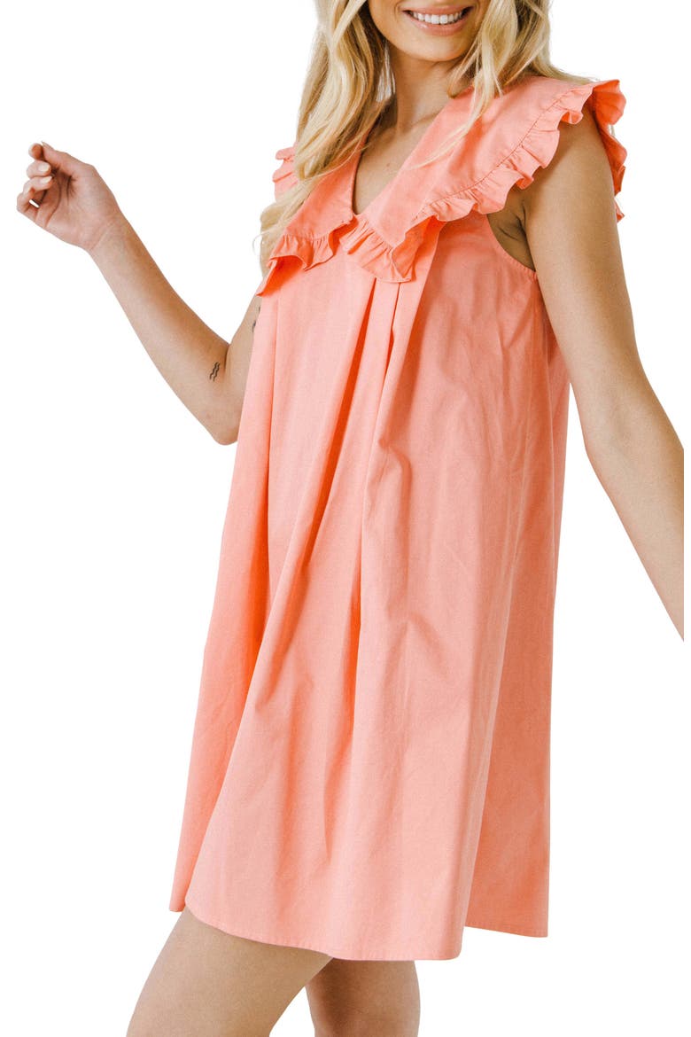 Wide Collar Minidress, Alternate, color, CORAL