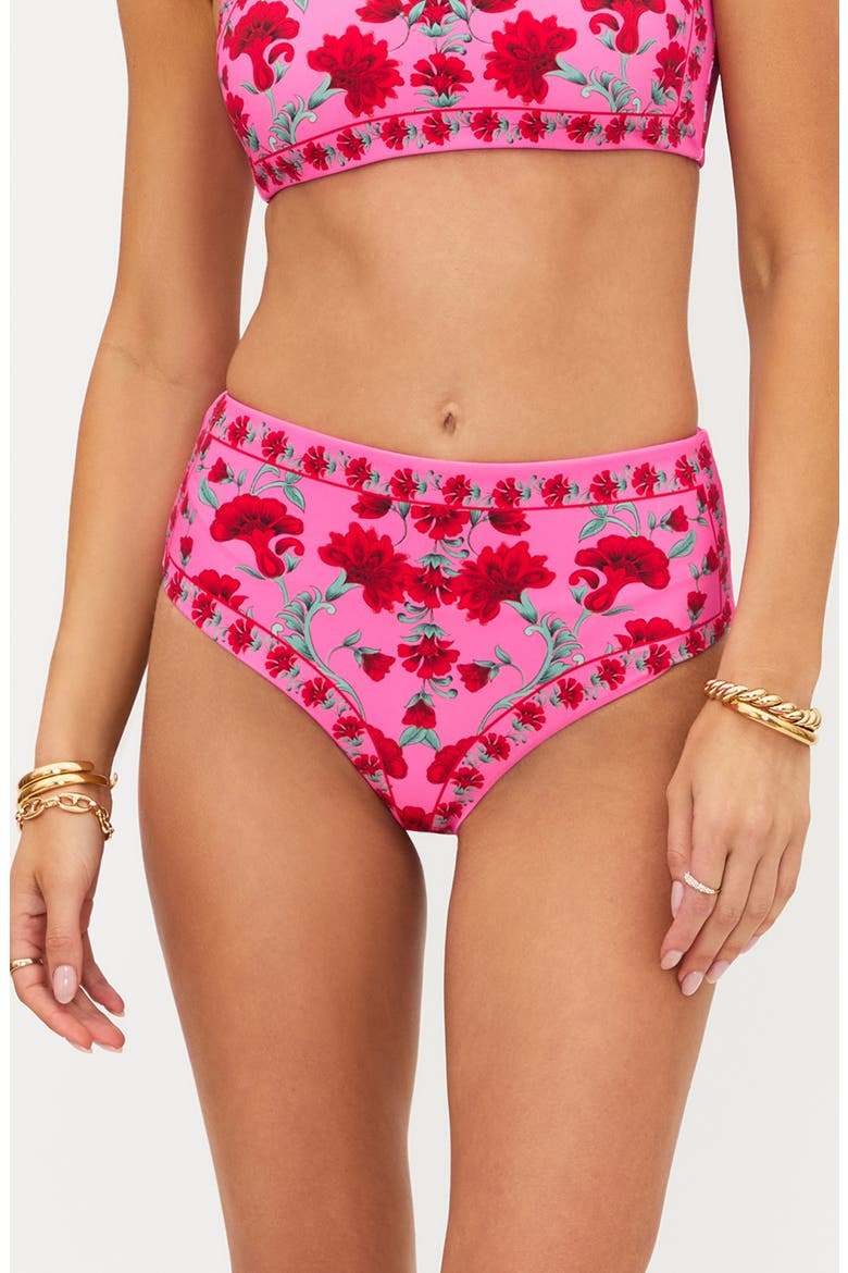 Marcella High Waist Bikini Bottoms, Main, color, REDWOOD FLORAL