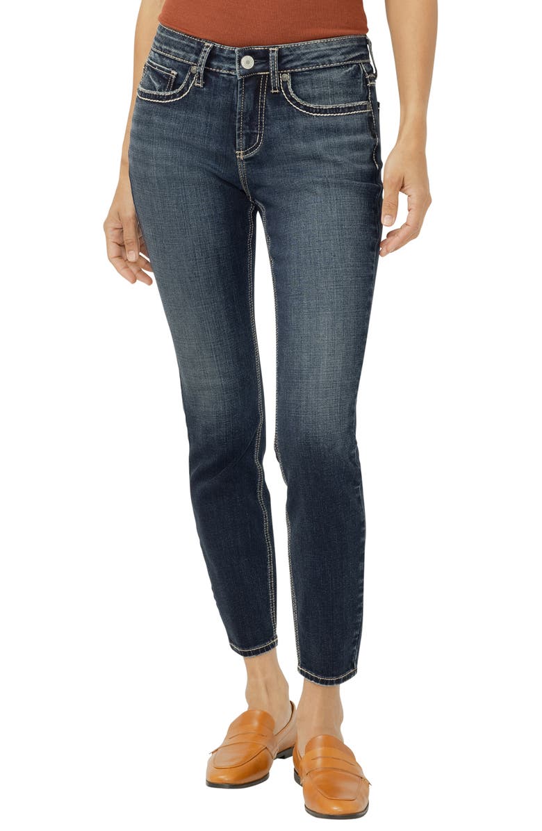 Silver Jeans Co. Suki Curvy Mid Rise Ankle Skinny Jeans, Main, color, Oxford