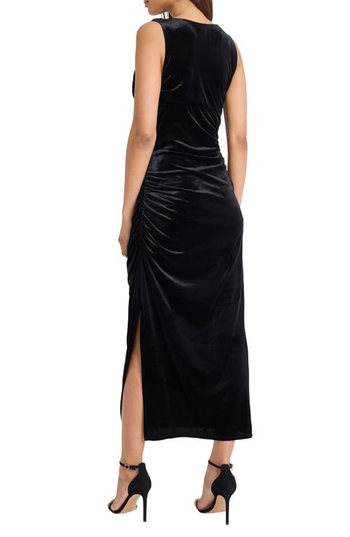 Donna Morgan For Maggy Sleeveless Side Slit Velvet Midi Dress In Black