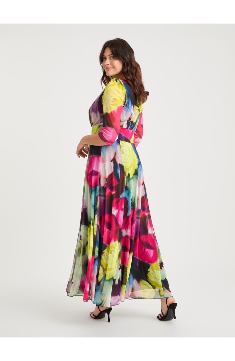 Scarlett & Jo Verity Print Maxi Gown, Alternate, color, Pink Yellow Multi
