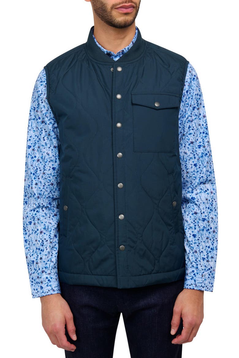 Solid Quilted Puffer Vest, Main, color, NAVY