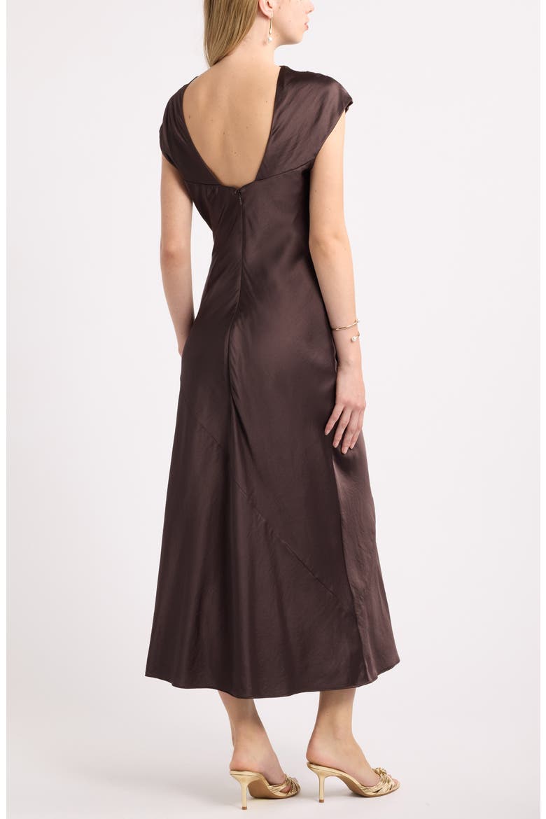 Cowl Neck Column Midi Dress, Alternate, color, BROWN SEAL