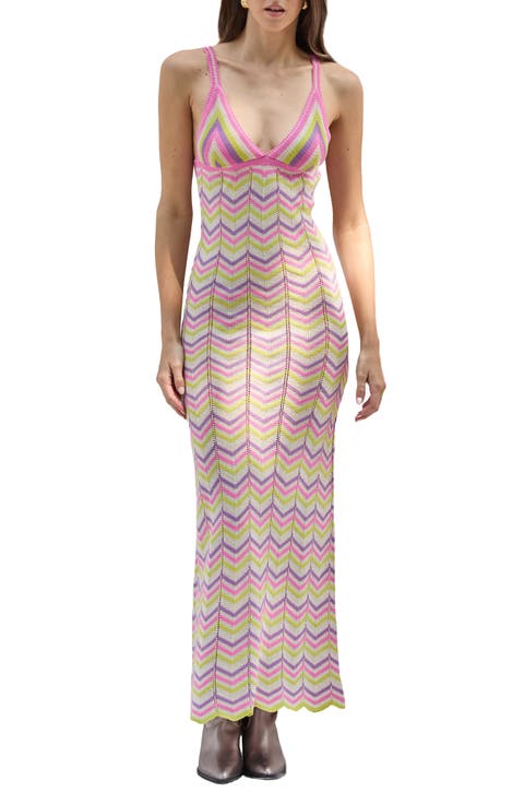 Alaia Stripe Cover-Up Maxi Sweater Dress