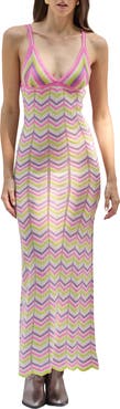Capittana Alaia Stripe Cover-Up Maxi Sweater Dress