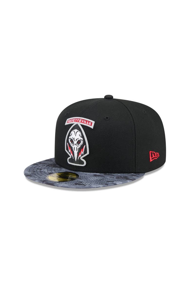 Men's New Era  Black Fayetteville Woodpeckers Theme Nights 59FIFTY Fitted Hat, Alternate, color, Black