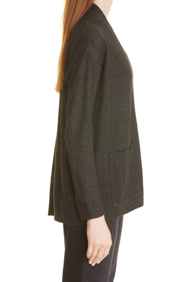 Shawl Collar Organic Linen Cardigan, Alternate, color, SEAWEED