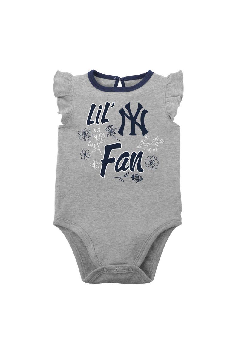 Outerstuff Infant Navy/Heather Gray New York Yankees Little Fan Two-Pack Bodysuit Set, Alternate, color, Navy