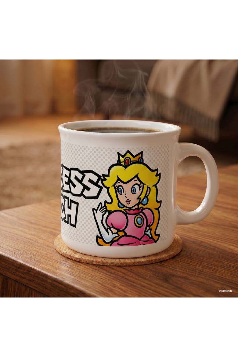 20 oz Super Mario Princess Peach Ceramic Camper Mug, Alternate, color, White