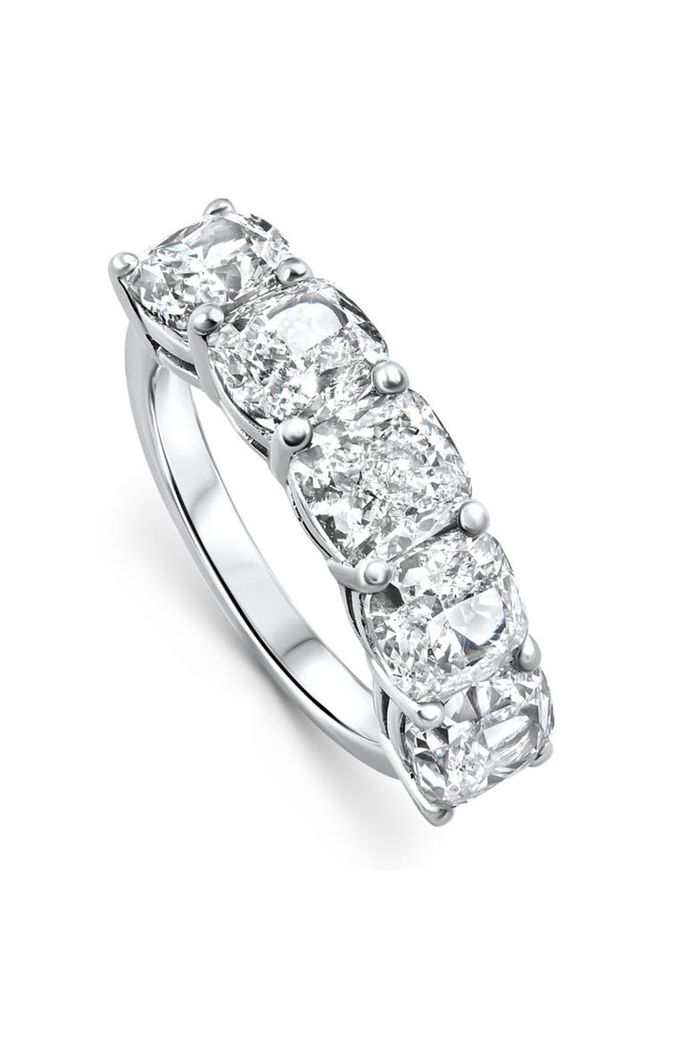 5 1/4Ct Cushion Cut 5-Stone Diamond Wedding Anniversary Ring 14k Gold Lab Grown, Alternate, color, 14k White Gold
