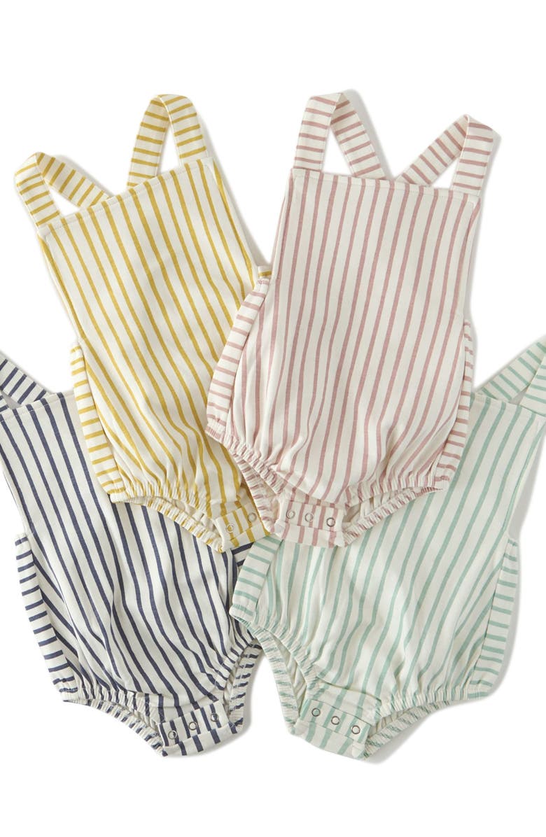 Pehr Crisscross Organic Cotton Bodysuit, Alternate, color, Stripes Away Peony
