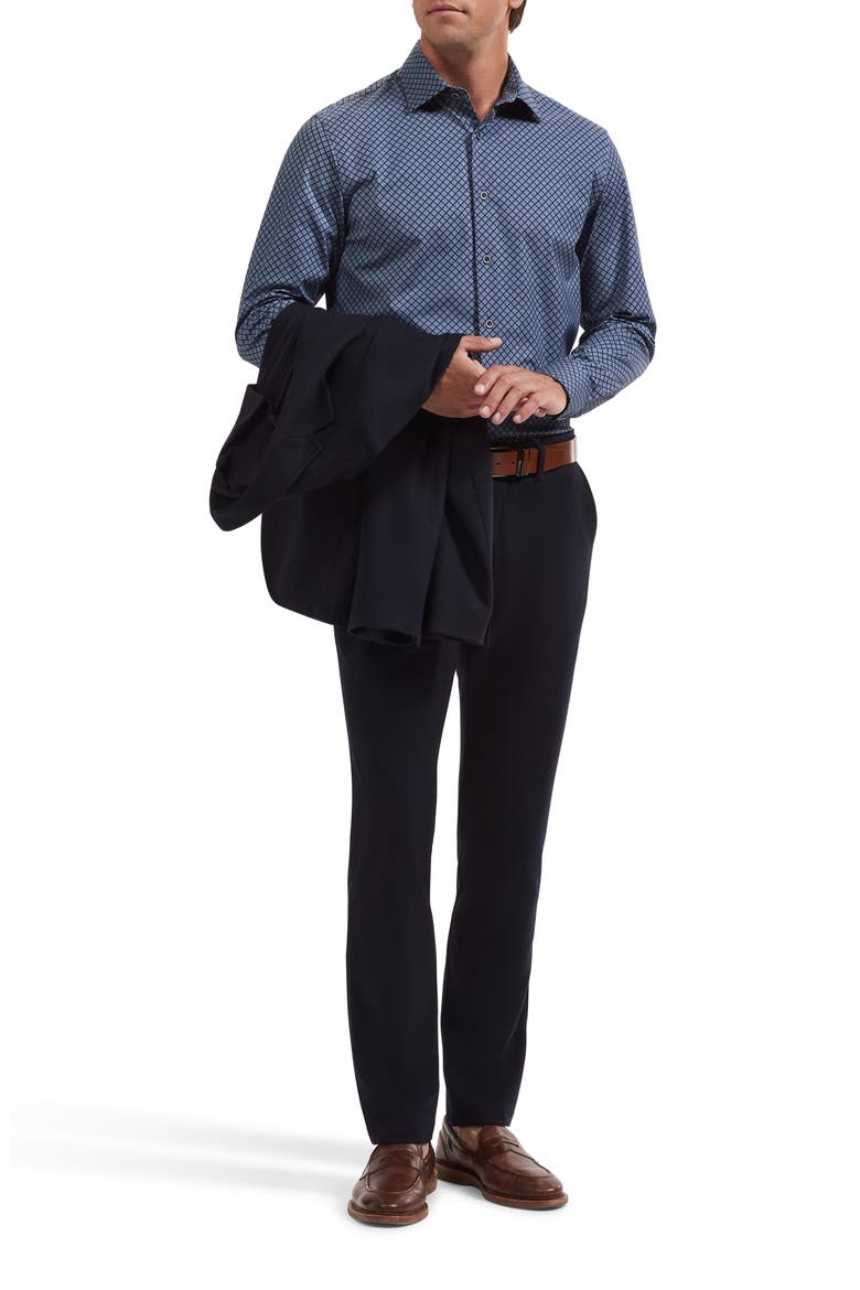 James OoohCotton Geometric Long Sleeve Button-Up Shirt, Alternate, color, NAVY
