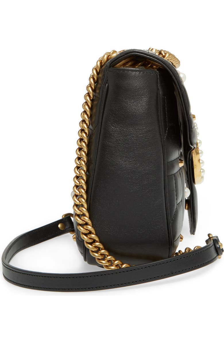 Gucci GG Marmont 2.0 Imitation Pearl Logo Matelassé Leather Shoulder Bag, Alternate, color,