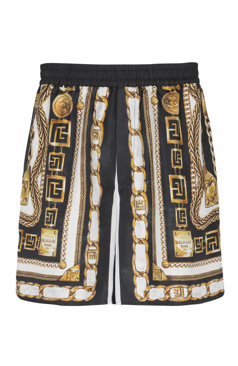 Balmain Slinky Printed Shorts With Foulard Chaînes Pattern, Alternate, color, Multicolor