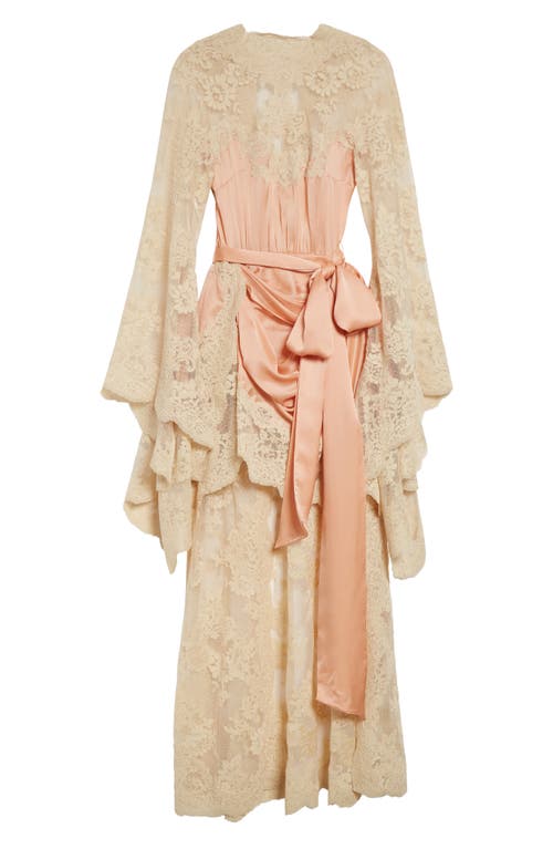 Zimmermann Hypnotic Long Sleeve Draped Lace & Silk Satin High-low Dress In Pink