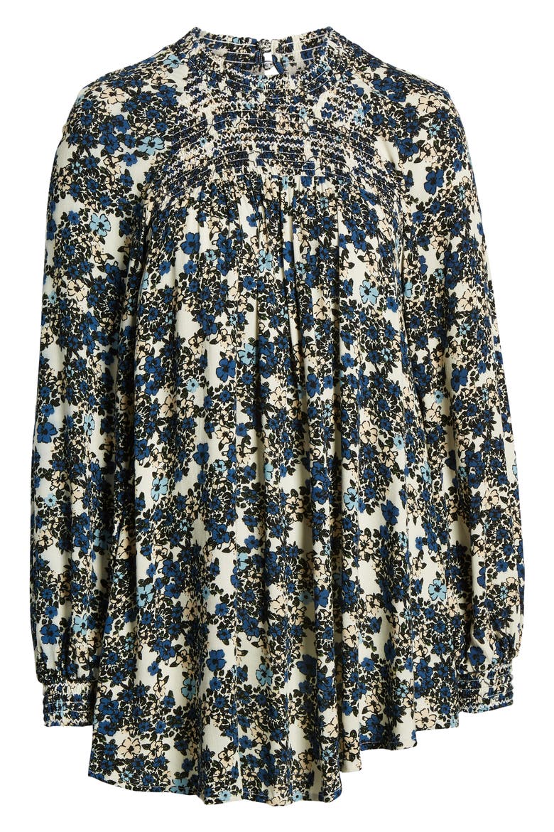 Flowers in Her Hair Smock Detail Tunic Top, Alternate, color, CREAM COMBO