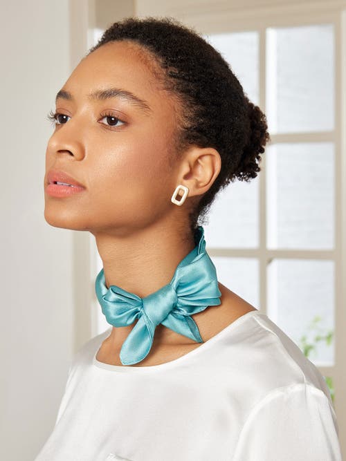 Silksilky Pure Silk Solid Color Square Scarf 53x53cm/21 In Blue