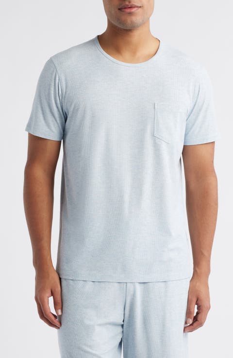 Ribbed Rayon Blend Pajama Pocket T-Shirt