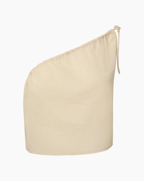 Shop Onia Crinkle Gauze One-shoulder Top In Egret
