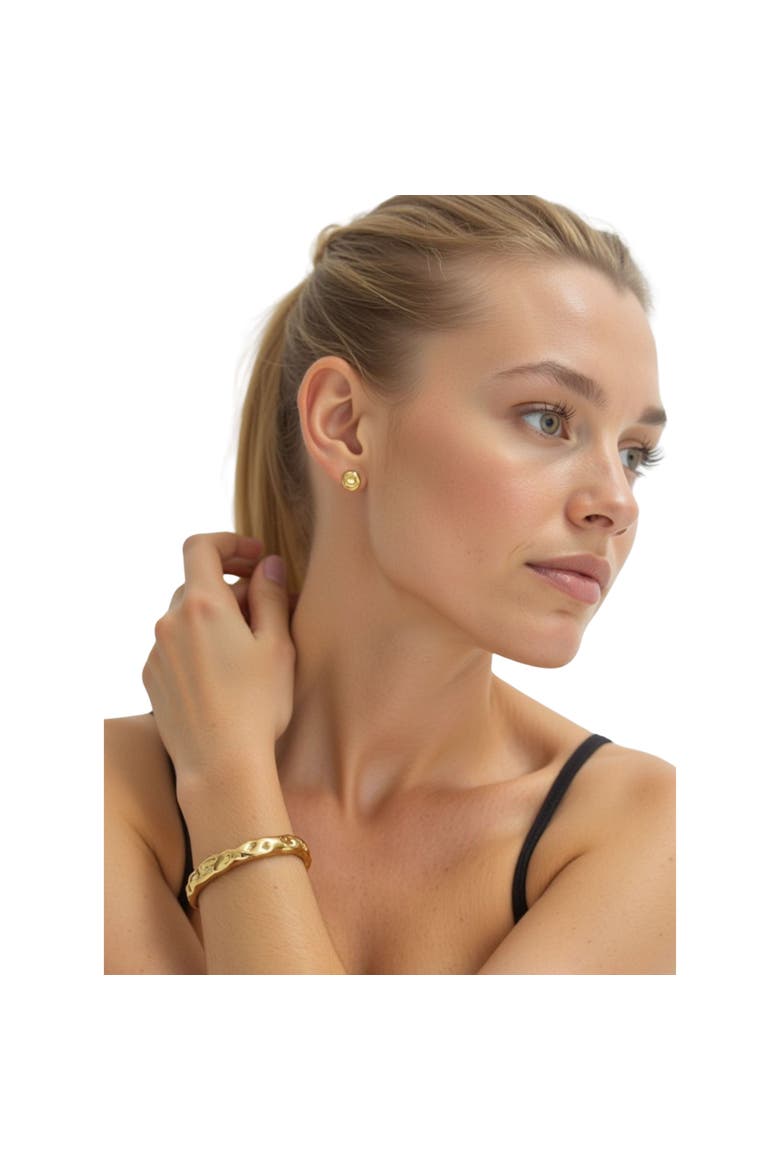 Waterproof Textured Gold Cuff Bracelet, Main, color, Gold
