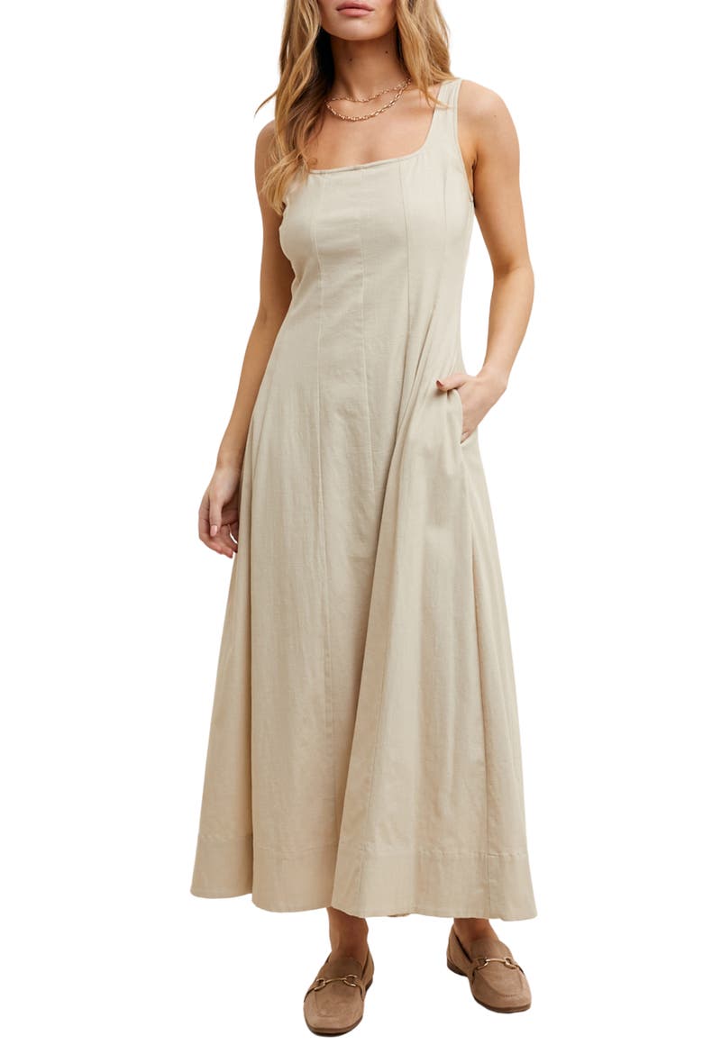 Strech Cotton Maxi Tank Dress, Main, color, ECRU