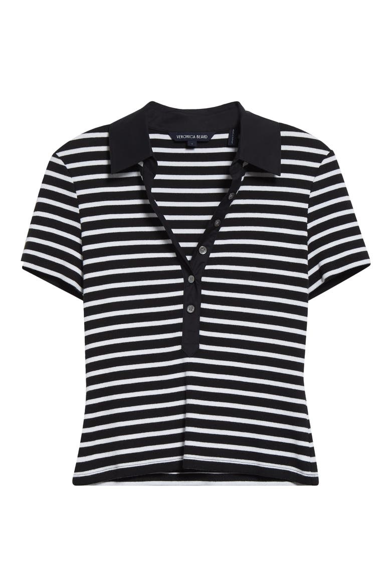 Kearney Stripe Stretch Cotton Polo, Alternate, color, WHITE BLACK