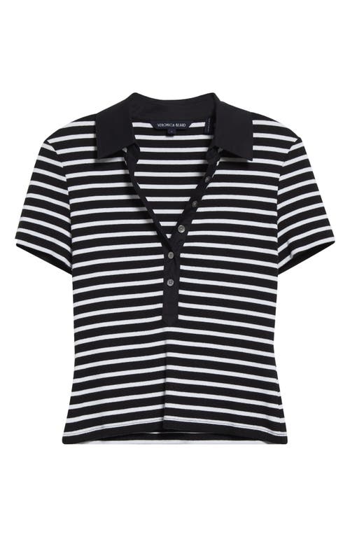 Veronica Beard Kearney Stripe Stretch Cotton Polo In Black