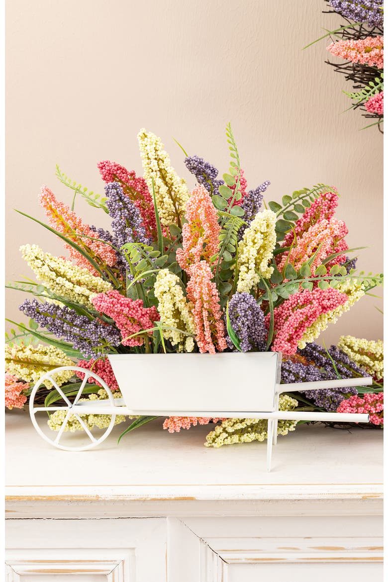 Spring Colors Mixed Heather Floral Cart Centerpiece, Alternate, color, Purple