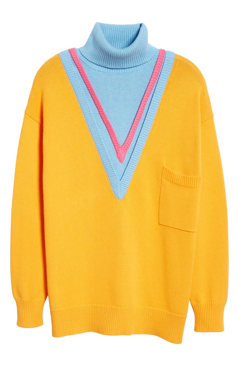 Victor Glemaud Layered Cotton & Cashmere Turtleneck Sweater, Alternate, color, 