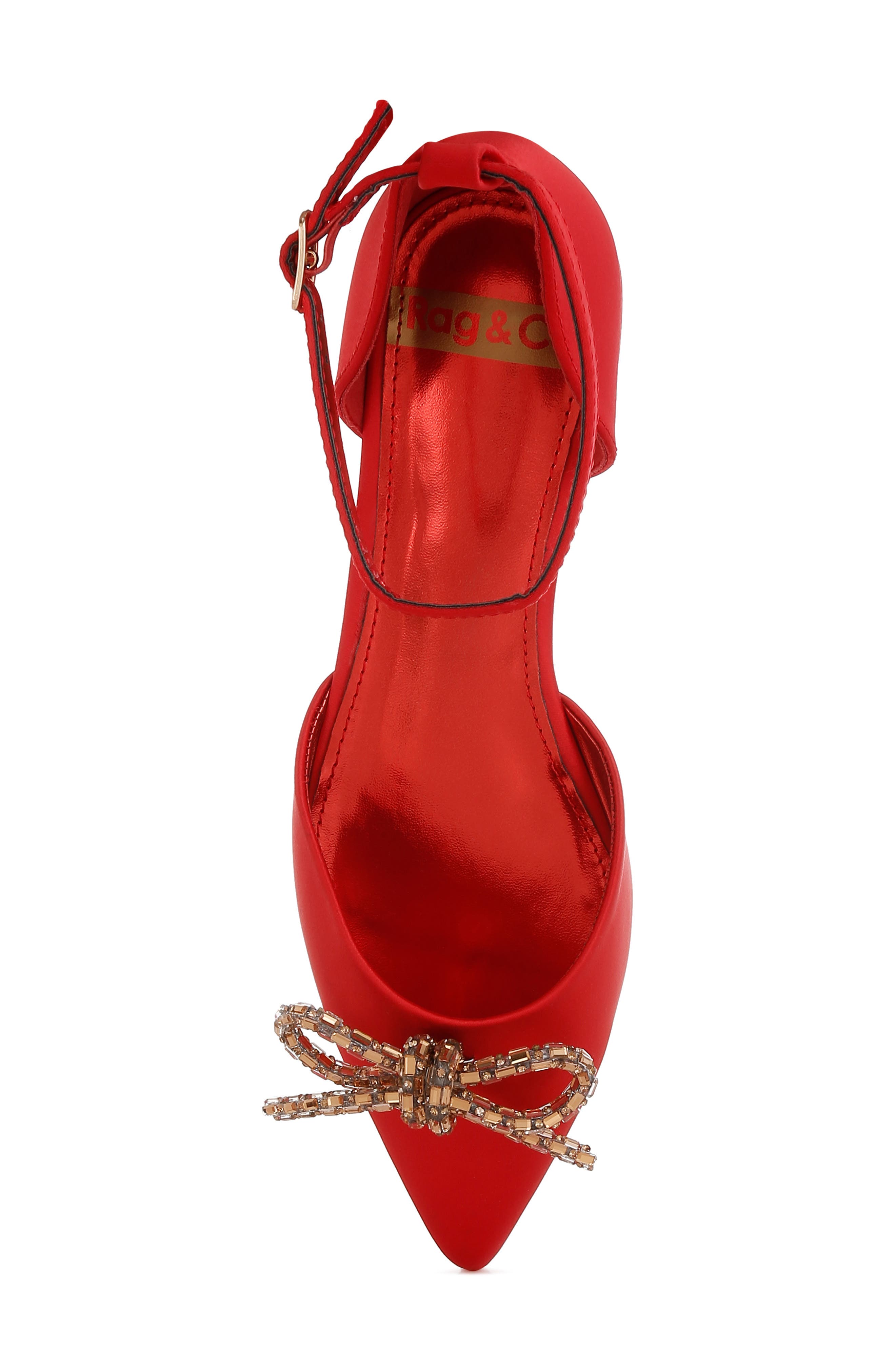Simina Embellished Ankle Tie Flat, Alternate, color, RED